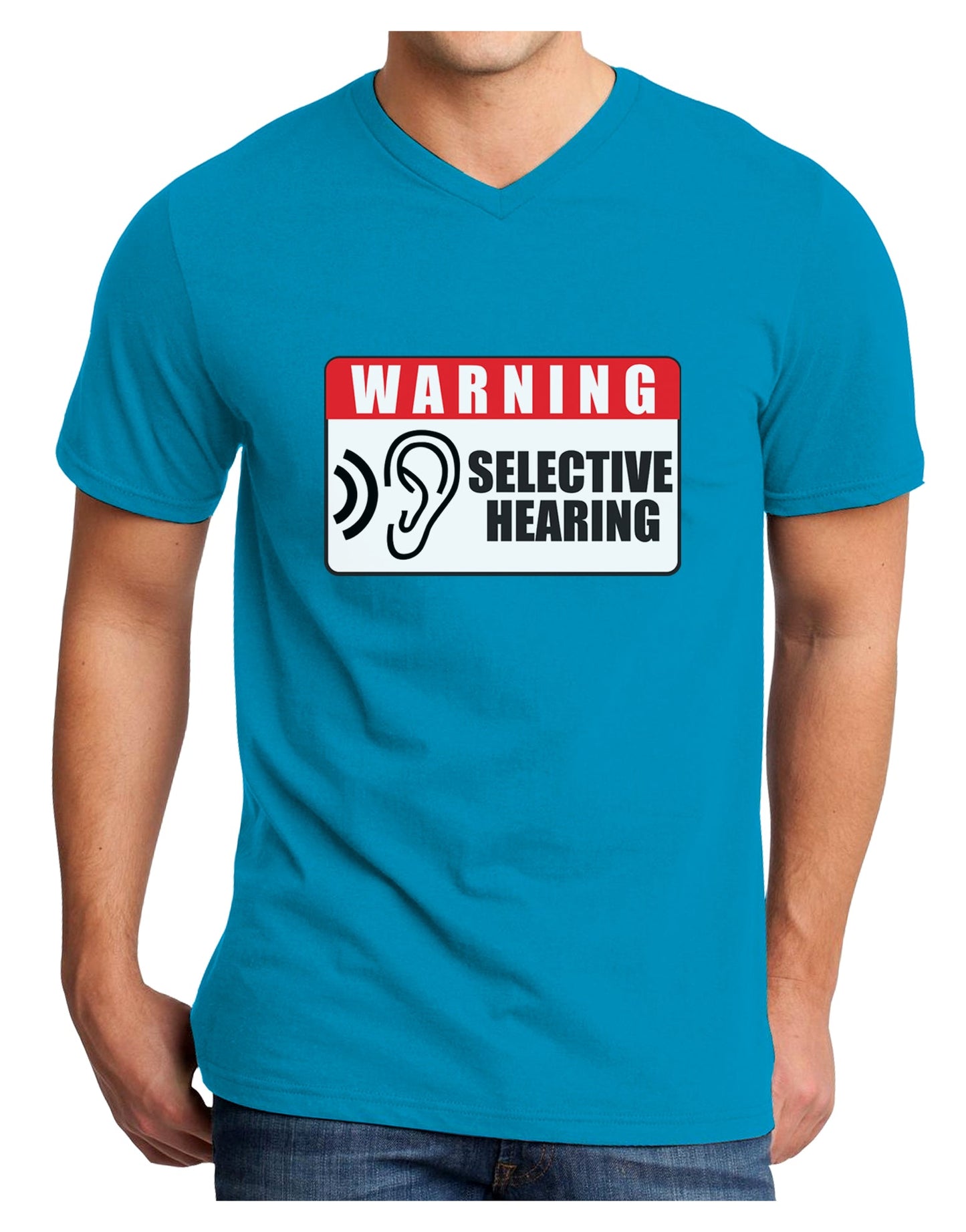 Warning Selective Hearing Funny Adult Dark V-Neck T-Shirt by TooLoud-TooLoud-Turquoise-Small-Davson Sales