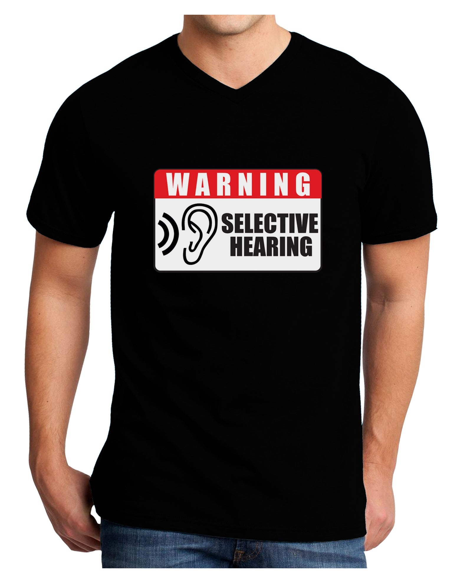 Warning Selective Hearing Funny Adult Dark V-Neck T-Shirt by TooLoud-TooLoud-Black-Small-Davson Sales
