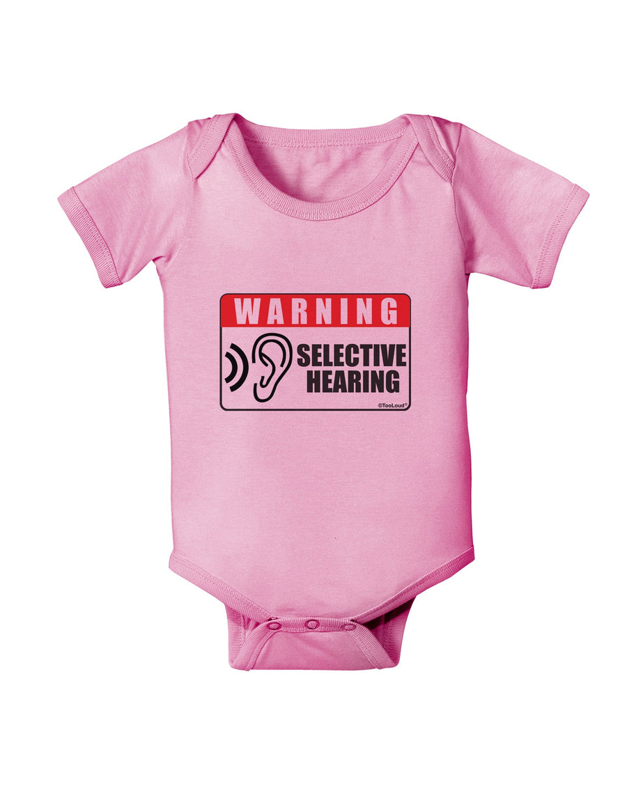 Warning Selective Hearing Funny Baby Romper Bodysuit by TooLoud-TooLoud-White-06-Months-Davson Sales