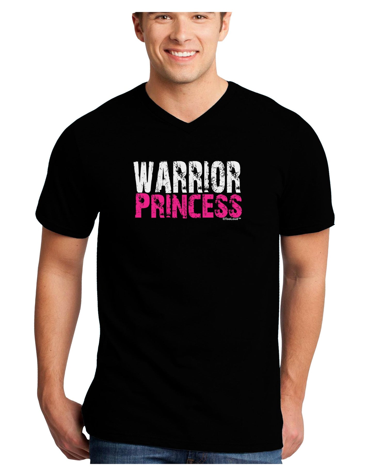 Warrior Princess Pink Adult Dark V-Neck T-Shirt-TooLoud-Black-Small-Davson Sales