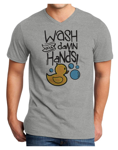Wash your Damn Hands Adult V-Neck T-shirt-Mens T-Shirt-TooLoud-HeatherGray-Small-Davson Sales