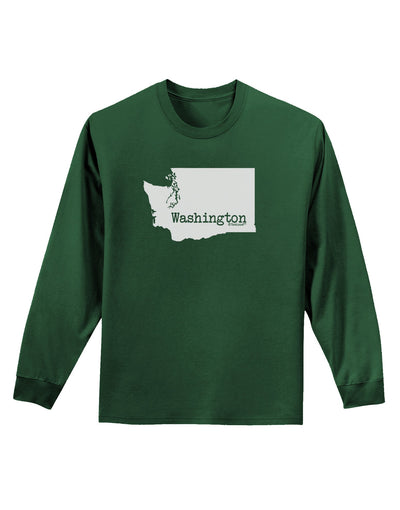 Washington - United States Shape Adult Long Sleeve Dark T-Shirt-TooLoud-Dark-Green-Small-Davson Sales