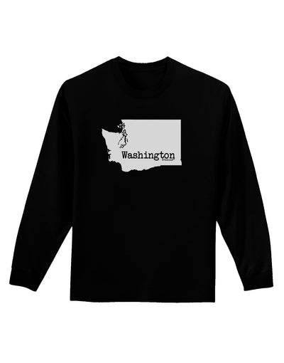 Washington - United States Shape Adult Long Sleeve Dark T-Shirt-TooLoud-Black-Small-Davson Sales