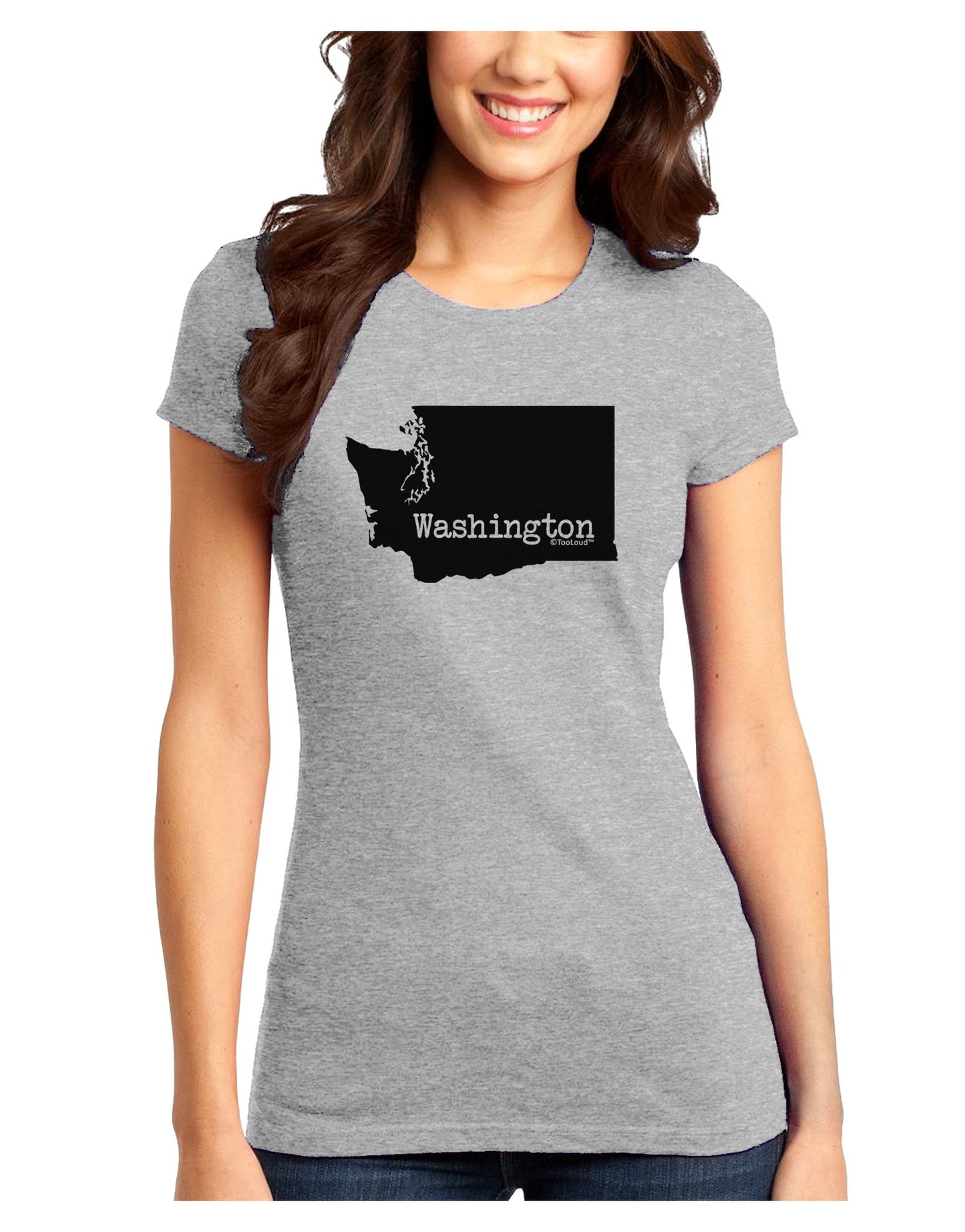 Washington - United States Shape Juniors T-Shirt-Womens Juniors T-Shirt-TooLoud-Ash-Gray-Juniors Fitted X-Small-Davson Sales