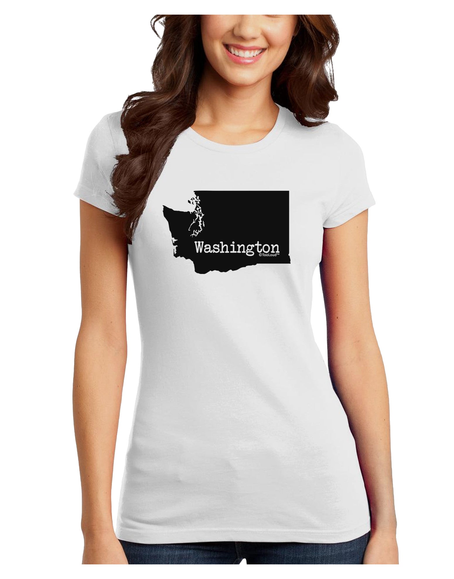 Washington - United States Shape Juniors T-Shirt-Womens Juniors T-Shirt-TooLoud-White-Juniors Fitted X-Small-Davson Sales