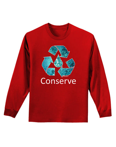 Water Conservation Text Adult Long Sleeve Dark T-Shirt by TooLoud-TooLoud-Red-Small-Davson Sales