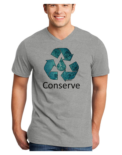 Water Conservation Text Adult V-Neck T-shirt by TooLoud-Mens V-Neck T-Shirt-TooLoud-HeatherGray-Small-Davson Sales