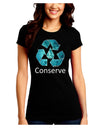 Water Conservation Text Juniors Crew Dark T-Shirt by TooLoud-T-Shirts Juniors Tops-TooLoud-Black-Juniors Fitted Small-Davson Sales