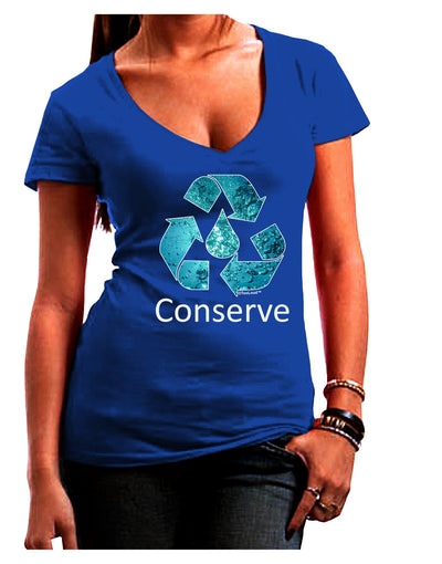 Water Conservation Text Juniors V-Neck Dark T-Shirt by TooLoud-Womens V-Neck T-Shirts-TooLoud-Royal-Blue-Juniors Fitted Small-Davson Sales