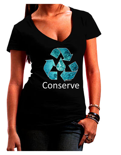 Water Conservation Text Juniors V-Neck Dark T-Shirt by TooLoud-Womens V-Neck T-Shirts-TooLoud-Black-Juniors Fitted Small-Davson Sales