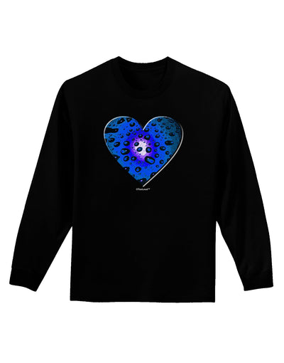 Water Droplet Heart Blue Adult Long Sleeve Dark T-Shirt by TooLoud-TooLoud-Black-Small-Davson Sales