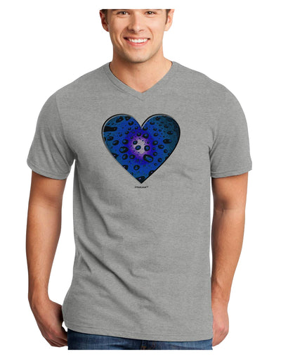 Water Droplet Heart Blue Adult V-Neck T-shirt by TooLoud-Mens V-Neck T-Shirt-TooLoud-HeatherGray-Small-Davson Sales