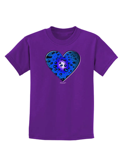 Water Droplet Heart Blue Childrens Dark T-Shirt by TooLoud-Childrens T-Shirt-TooLoud-Purple-X-Small-Davson Sales