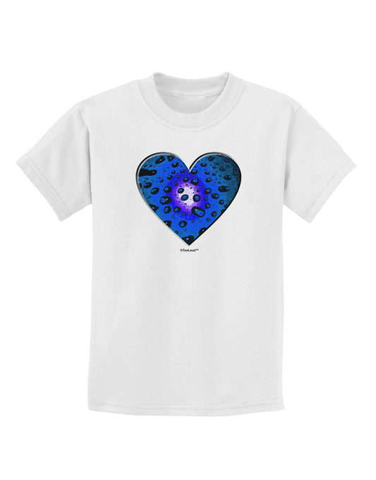 Water Droplet Heart Blue Childrens T-Shirt by TooLoud-Childrens T-Shirt-TooLoud-White-X-Small-Davson Sales