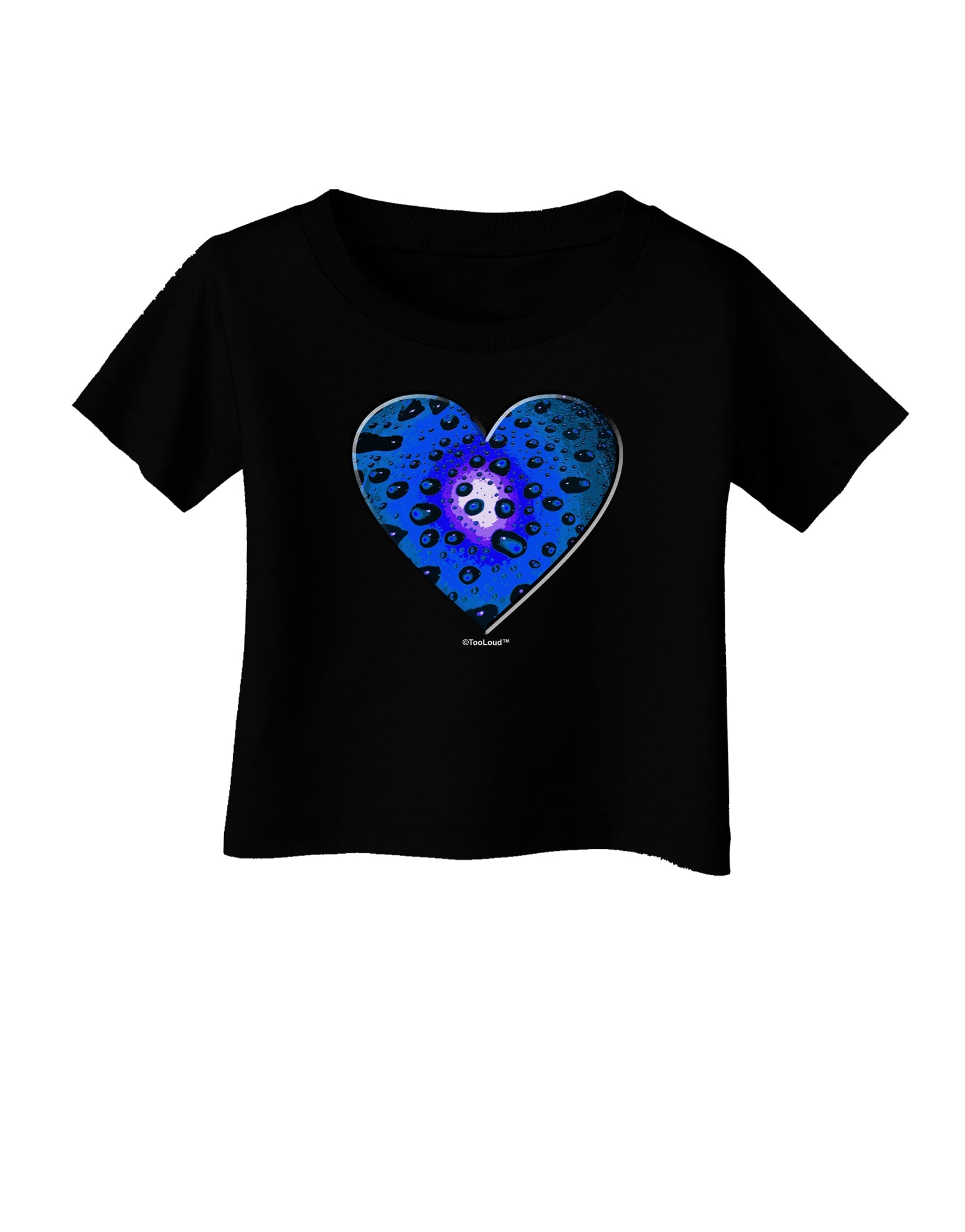 Water Droplet Heart Blue Infant T-Shirt Dark by TooLoud-Infant T-Shirt-TooLoud-Black-06-Months-Davson Sales