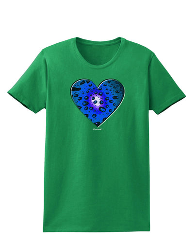 Water Droplet Heart Blue Womens Dark T-Shirt by TooLoud-Womens T-Shirt-TooLoud-Kelly-Green-X-Small-Davson Sales