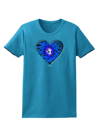 Water Droplet Heart Blue Womens Dark T-Shirt by TooLoud-Womens T-Shirt-TooLoud-Turquoise-X-Small-Davson Sales