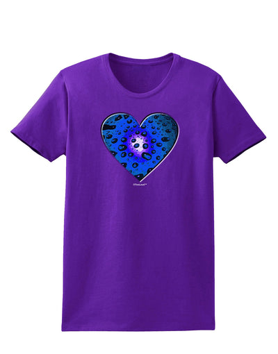 Water Droplet Heart Blue Womens Dark T-Shirt by TooLoud-Womens T-Shirt-TooLoud-Purple-X-Small-Davson Sales