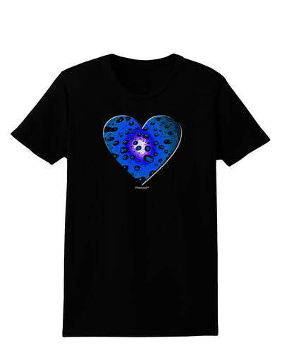 Water Droplet Heart Blue Womens Dark T-Shirt by TooLoud-Womens T-Shirt-TooLoud-Black-X-Small-Davson Sales