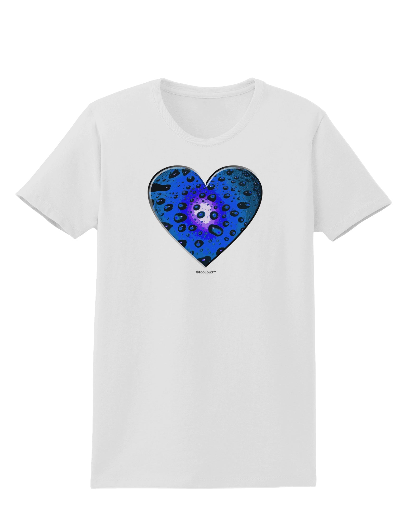 Water Droplet Heart Blue Womens T-Shirt by TooLoud-Womens T-Shirt-TooLoud-White-X-Small-Davson Sales