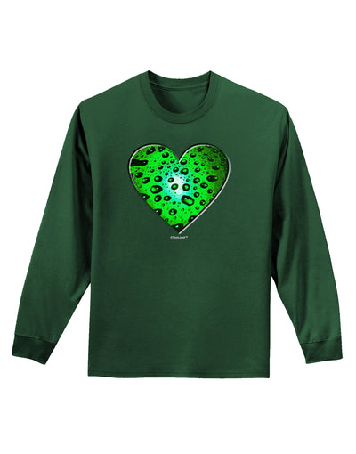 Water Droplet Heart Green Adult Long Sleeve Dark T-Shirt by TooLoud-TooLoud-Dark-Green-Small-Davson Sales