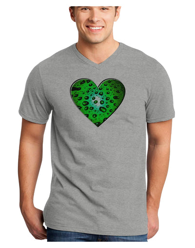 Water Droplet Heart Green Adult V-Neck T-shirt by TooLoud-Mens V-Neck T-Shirt-TooLoud-HeatherGray-Small-Davson Sales