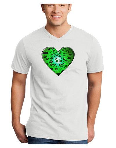 Water Droplet Heart Green Adult V-Neck T-shirt by TooLoud-Mens V-Neck T-Shirt-TooLoud-White-Small-Davson Sales