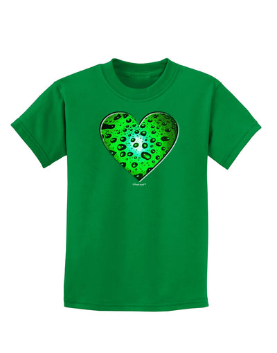 Water Droplet Heart Green Childrens Dark T-Shirt by TooLoud-Childrens T-Shirt-TooLoud-Kelly-Green-X-Small-Davson Sales