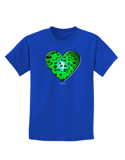 Water Droplet Heart Green Childrens Dark T-Shirt by TooLoud-Childrens T-Shirt-TooLoud-Royal-Blue-X-Small-Davson Sales