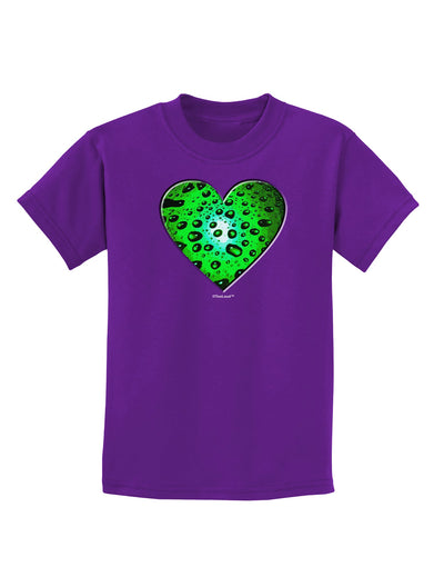 Water Droplet Heart Green Childrens Dark T-Shirt by TooLoud-Childrens T-Shirt-TooLoud-Purple-X-Small-Davson Sales