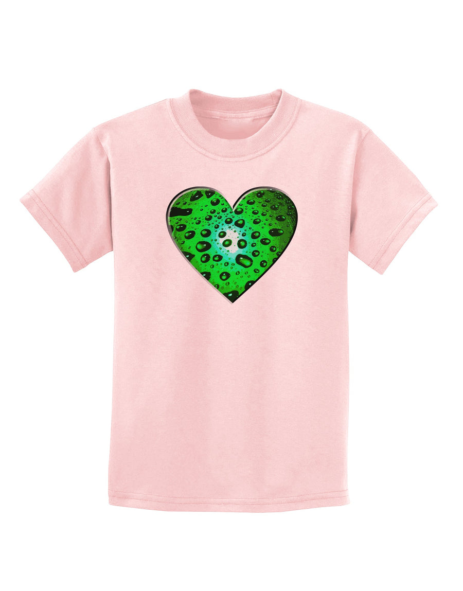 Water Droplet Heart Green Childrens T-Shirt by TooLoud-Childrens T-Shirt-TooLoud-White-X-Small-Davson Sales