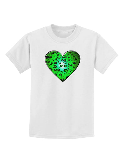 Water Droplet Heart Green Childrens T-Shirt by TooLoud-Childrens T-Shirt-TooLoud-White-X-Small-Davson Sales