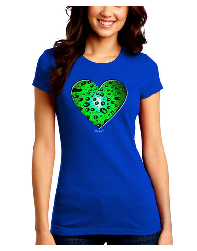 Water Droplet Heart Green Juniors Crew Dark T-Shirt by TooLoud-T-Shirts Juniors Tops-TooLoud-Royal-Blue-Juniors Fitted Small-Davson Sales