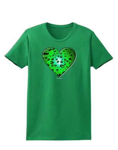 Water Droplet Heart Green Womens Dark T-Shirt by TooLoud-Womens T-Shirt-TooLoud-Kelly-Green-X-Small-Davson Sales