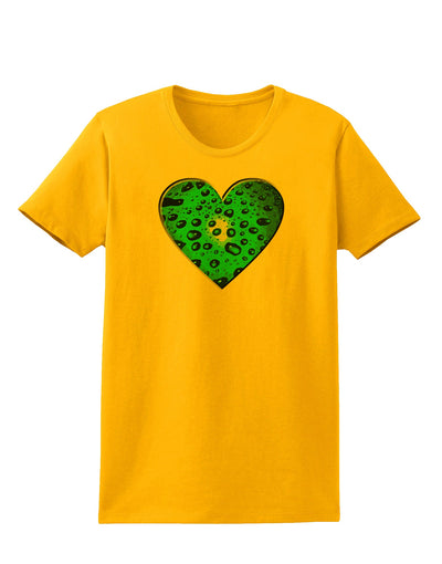 Water Droplet Heart Green Womens T-Shirt by TooLoud-Womens T-Shirt-TooLoud-Gold-X-Small-Davson Sales