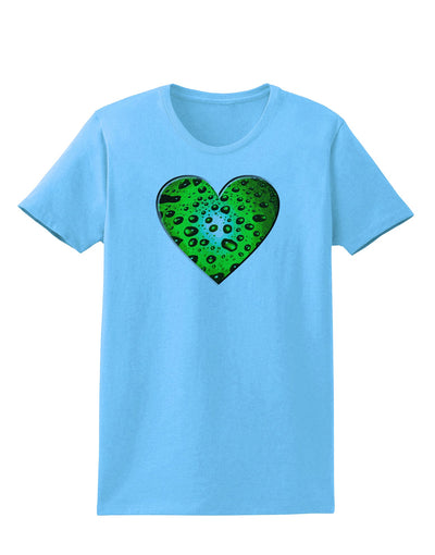 Water Droplet Heart Green Womens T-Shirt by TooLoud-Womens T-Shirt-TooLoud-Aquatic-Blue-X-Small-Davson Sales