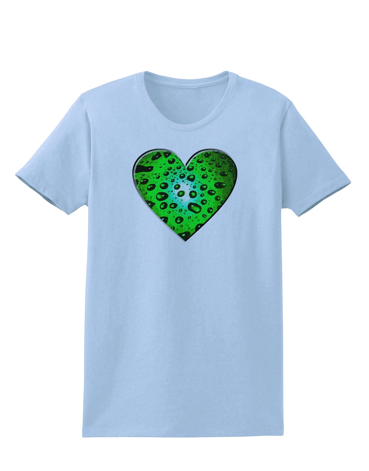 Water Droplet Heart Green Womens T-Shirt by TooLoud-Womens T-Shirt-TooLoud-Light-Blue-X-Small-Davson Sales
