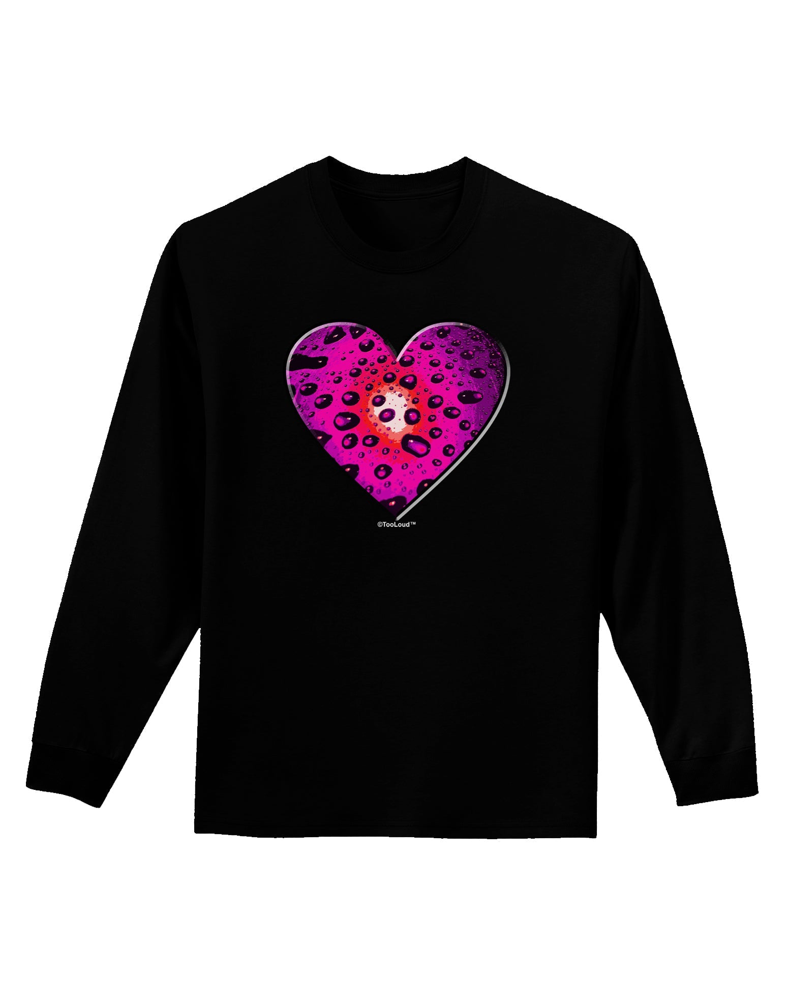 Water Droplet Heart Magenta Adult Long Sleeve Dark T-Shirt by TooLoud-TooLoud-Black-Small-Davson Sales