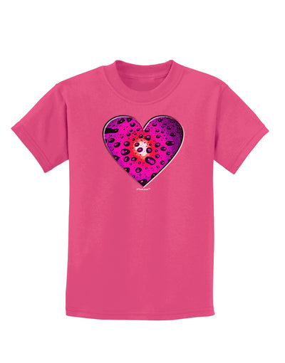 Water Droplet Heart Magenta Childrens Dark T-Shirt by TooLoud-Childrens T-Shirt-TooLoud-Sangria-X-Small-Davson Sales