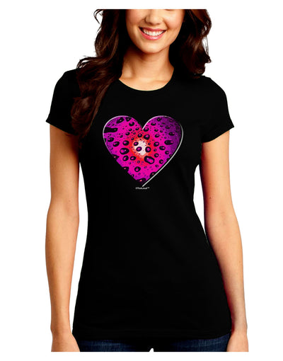 Water Droplet Heart Magenta Juniors Crew Dark T-Shirt by TooLoud-T-Shirts Juniors Tops-TooLoud-Black-Juniors Fitted Small-Davson Sales