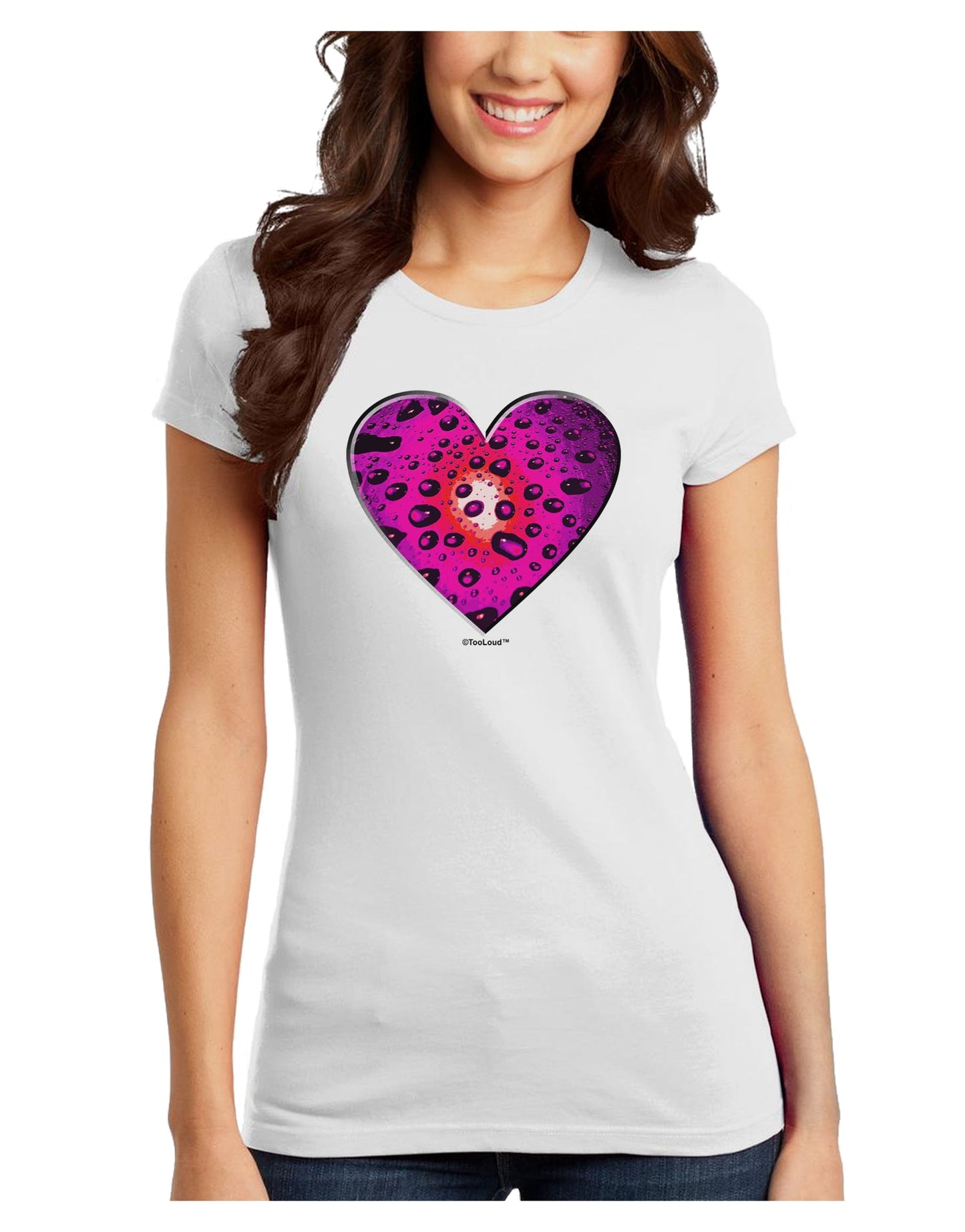 Water Droplet Heart Magenta Juniors T-Shirt by TooLoud-Womens Juniors T-Shirt-TooLoud-White-Juniors Fitted X-Small-Davson Sales