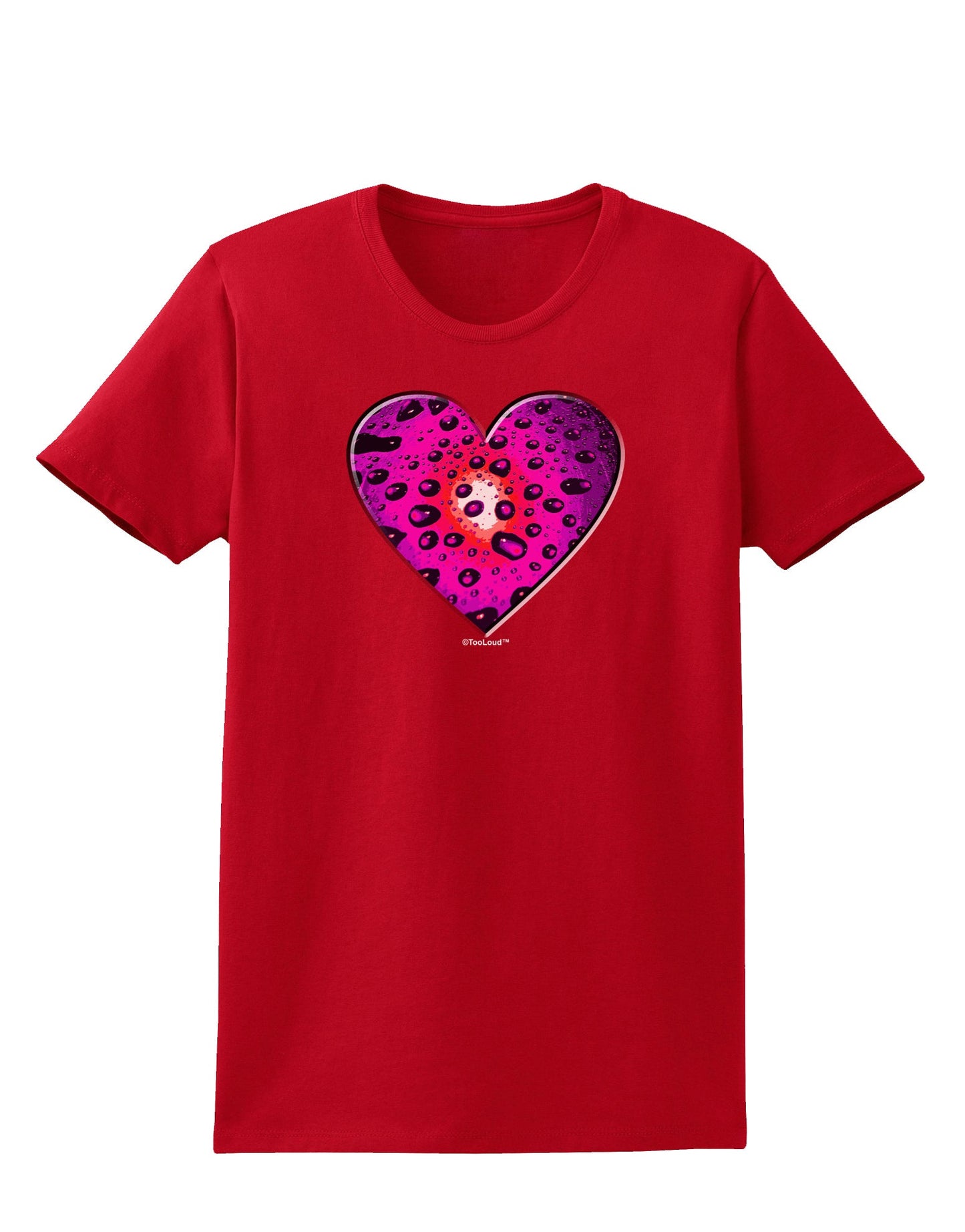 Water Droplet Heart Magenta Womens Dark T-Shirt by TooLoud-Womens T-Shirt-TooLoud-Red-X-Small-Davson Sales