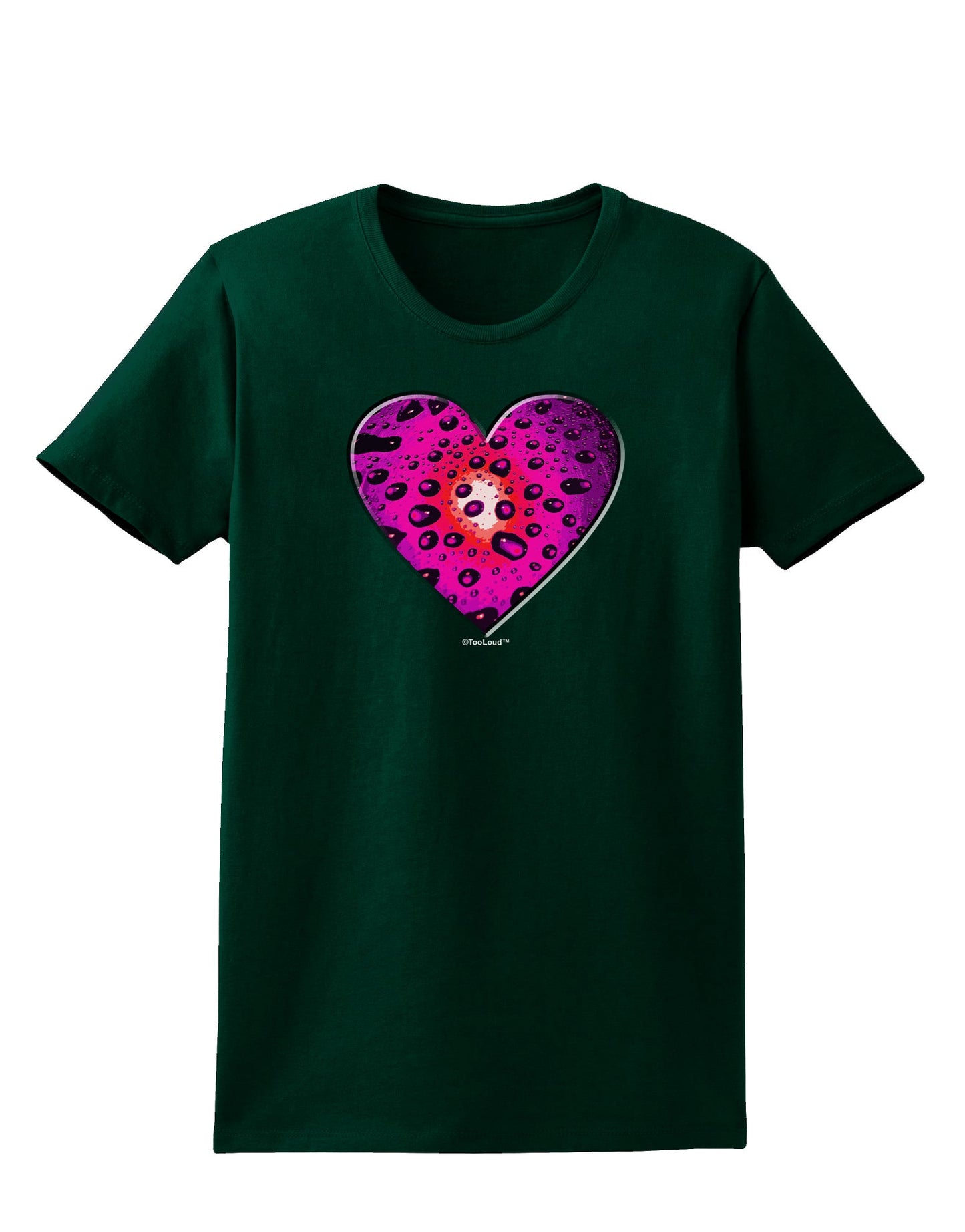 Water Droplet Heart Magenta Womens Dark T-Shirt by TooLoud-Womens T-Shirt-TooLoud-Forest-Green-Small-Davson Sales