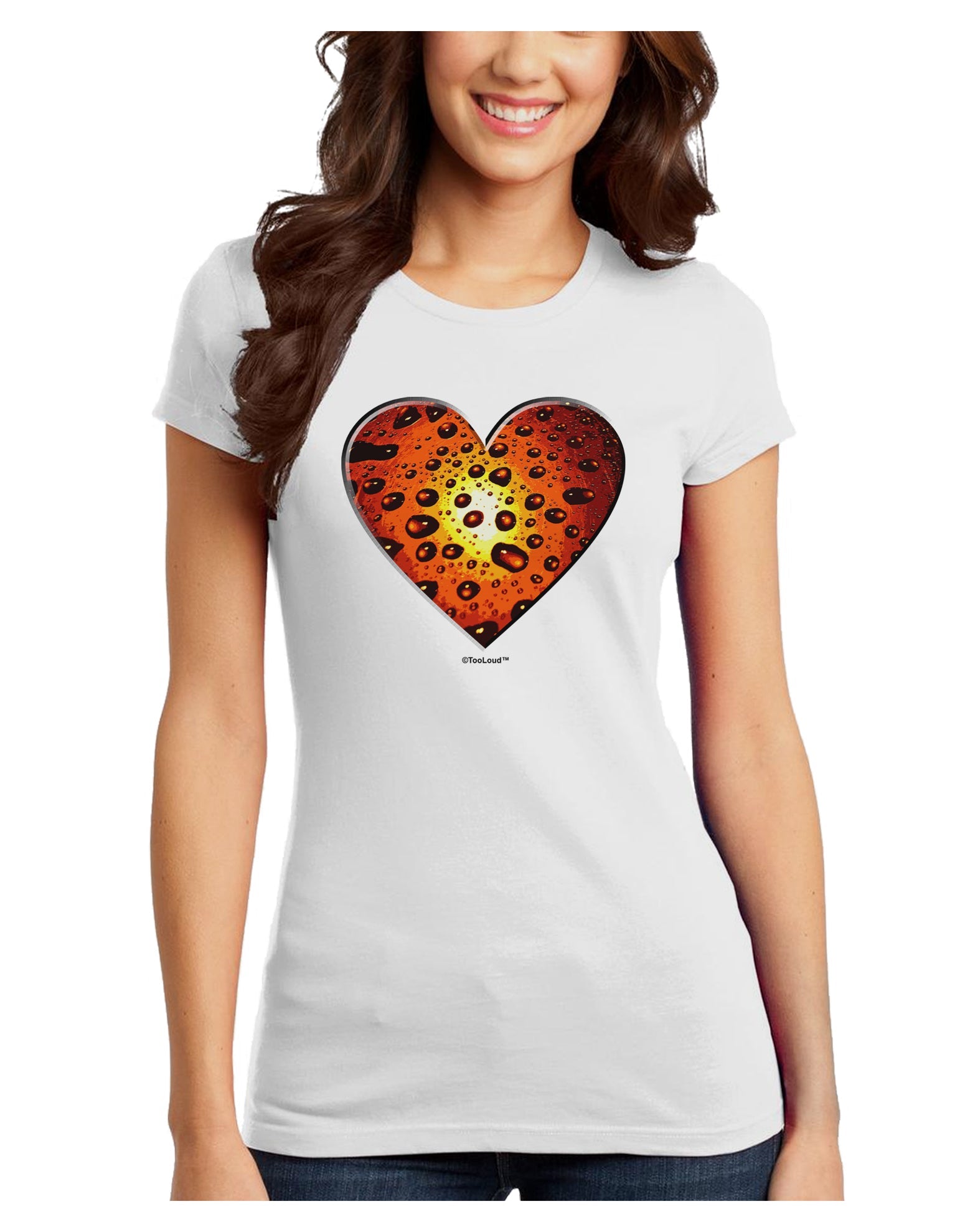 Water Droplet Heart Orange Juniors T-Shirt by TooLoud-Womens Juniors T-Shirt-TooLoud-White-Juniors Fitted X-Small-Davson Sales