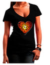 Water Droplet Heart Orange Juniors V-Neck Dark T-Shirt by TooLoud-Womens V-Neck T-Shirts-TooLoud-Black-Juniors Fitted Small-Davson Sales