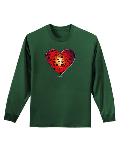 Water Droplet Heart Red Adult Long Sleeve Dark T-Shirt by TooLoud-TooLoud-Dark-Green-Small-Davson Sales