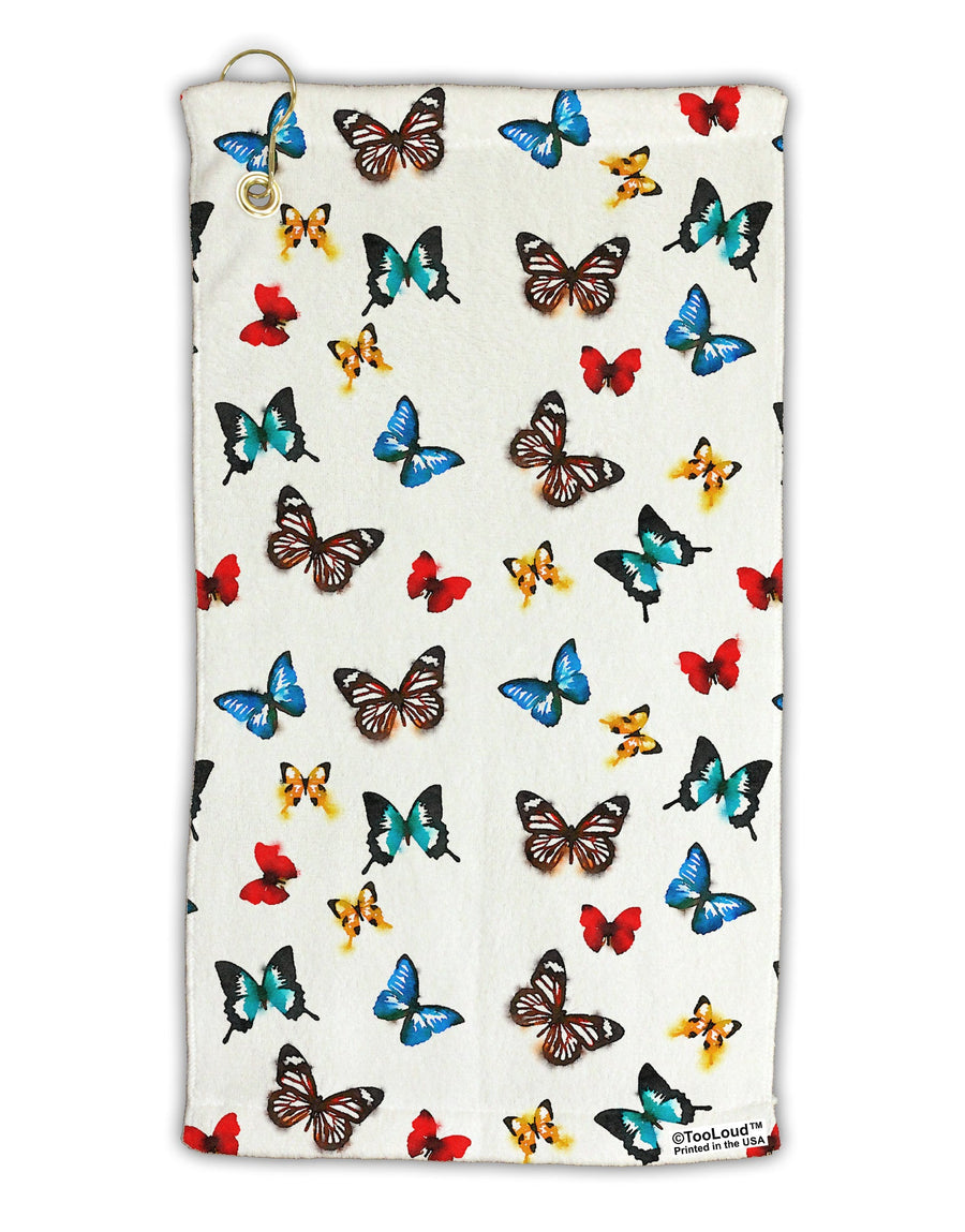 Watercolor Butterflies AOP Micro Terry Gromet Golf Towel 15 x 22 Inch All Over Print-Golf Towel-TooLoud-White-Davson Sales