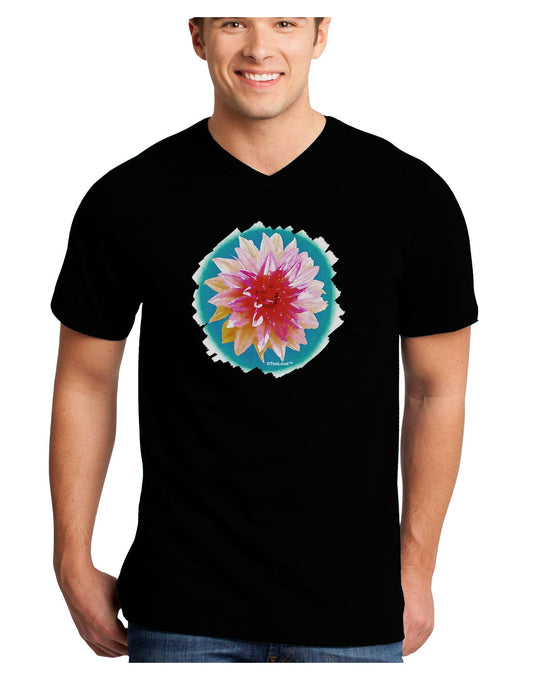Watercolor Flower Adult Dark V-Neck T-Shirt-TooLoud-Black-Small-Davson Sales