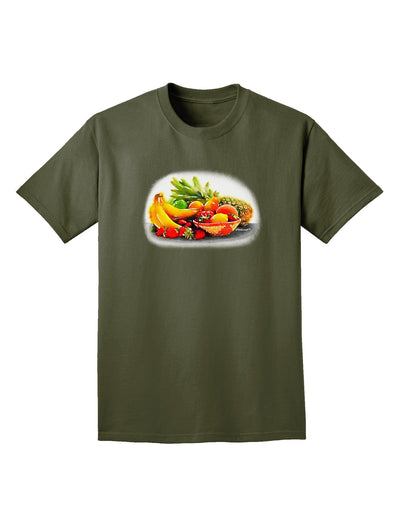 Watercolor Fruit Bowl 1 Adult Dark T-Shirt-Mens T-Shirt-TooLoud-Military-Green-Small-Davson Sales