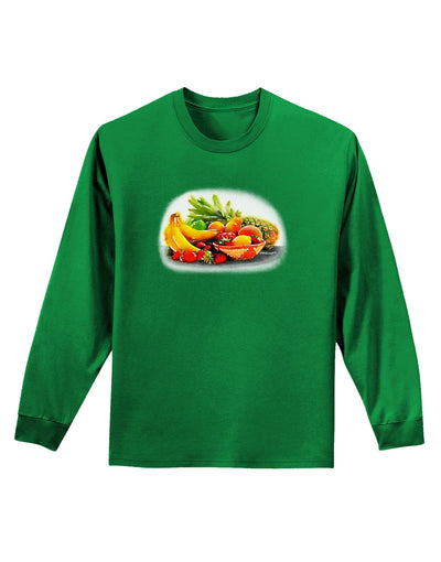 Watercolor Fruit Bowl 1 Adult Long Sleeve Dark T-Shirt-TooLoud-Kelly-Green-Small-Davson Sales